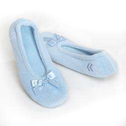 Ladies Isotoner Lt Blue Terry Ballet Style Slippers NEW 022653549446 