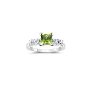  0.30 Cts Diamond & 0.89 Cts Peridot Engagement Ring in 14K 