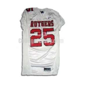 White No. 25 Game Used Rutgers Nike Football Jersey 
