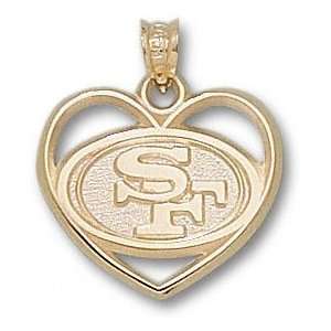  San Francisco 49ers 14K Gold SF Logo Heart Pendant 