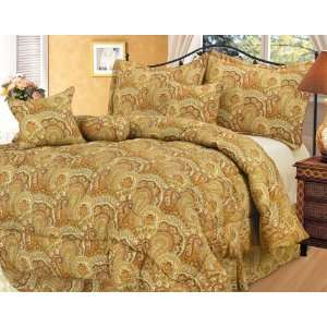  7Pcs King Paisley Bedding Comforter Set Bed in a Bag