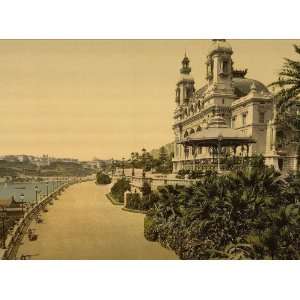  Vintage Travel Poster   Casino entrance with Monaco Monte Carlo 