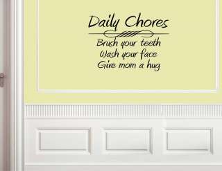 DAILY CHORES Wall Decals Quotes Art Vinyl Words Sayings  