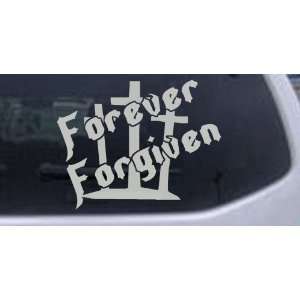 Silver 16in X 12.8in    Forever Forgiven 3 Crosses Christian Car 