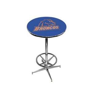 Boise State Pub Table   Broncos   Chrome Base with Footrest   43 H