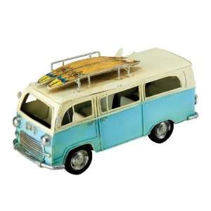   : BUS with Surfboard Tin Classic Antique Finish New Car: Toys & Games