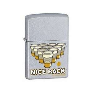    Zippo Satin Chrome Lighter, Beer Pong Rack