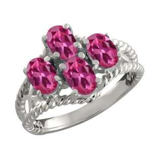   Ct Genuine Oval Pink Tourmaline Gemstone 10k White Gold Ring: Jewelry