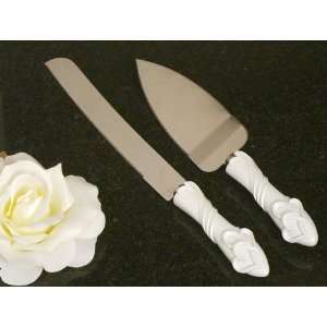  Wedding Favors Two Hearts Become One Cake and Knife Set 