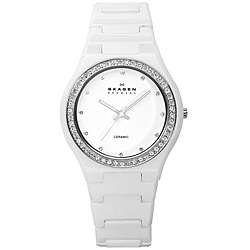 Skagen Womens White Ceramic Crystal Watch  