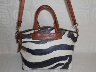 Dooney And Bourke Zebra Satchel Genuine Vacchetta Leather Handbag 