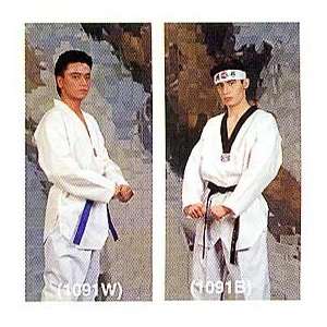  BMA White Ribbed Fabric Taekwondo Uniform with Black V 