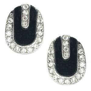  Finale Silver Black Crystal Clip On Earrings: Jewelry