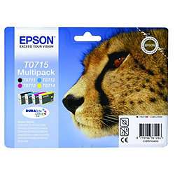 Epson T0715 Black & Colour Printer Ink Cartridge Multipack (Contains 