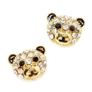    The Cutest Crystal Goldtone Teddy Bear Stud Earrings Ever Jewelry