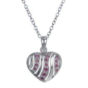  1/4 CT Synthetic Ruby Heart Pendant In Sterling Silver 