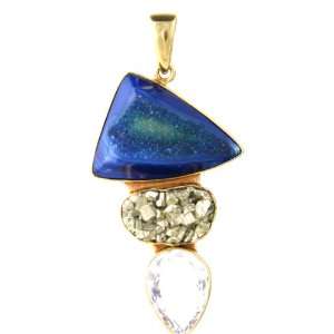   Charles Albert Blue Drusy Quartz, Pyrite and Quartz Pendant Jewelry