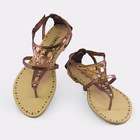 Blancho Bedding Bronze Cutout Flats Sandals Womens Shoes US08