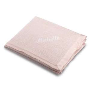  Personalized Light Pink Basket Weave Blanket Gift: Baby