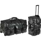 Rothco Black Leather Patchwork Wheeled Duffle Bag