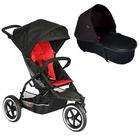   Buggy Single Stroller Travel system   Red Black   with peanut bassinet
