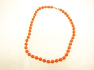 Vintage Retro Coral Colored Beaded Necklace  