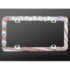   USA Design Metal License Plate Frame with Contours of Red Crystals