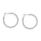  Cleversilvers Large Rope And Polished Twist Design Hoop Earrings