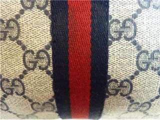 GUCCI Vintage Monogram Navy Blue Red Stripe Crossbody Shoulder Bag 
