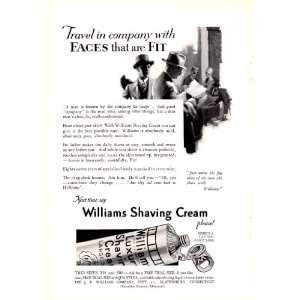 1927 Ad Williams Shaving Cream Travel in Company with Faces that are 