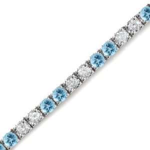   Blue Topaz & Diamond Bracelet 14K White Gold: FineDiamonds9: Jewelry