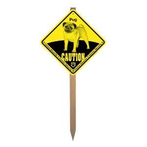   : Pug Canine Security Caution Yard Sign on a Stake Dogs: Pet Supplies