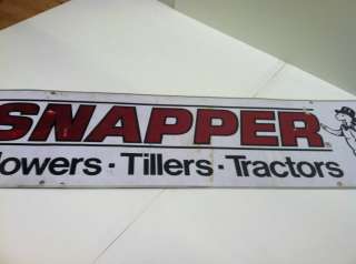 This sign is an antique Snapper Mower, Tiller and Tractor Sign. This 