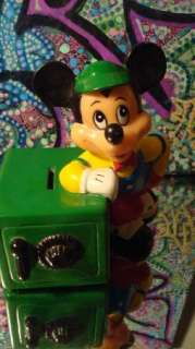 Vintage 1970s Disney MICKEY MOUSE with SAFE VINYL BANK  