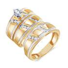   com Trio Diamond Rings Bridal Set Engagement Wedding Yellow Gold .40ct