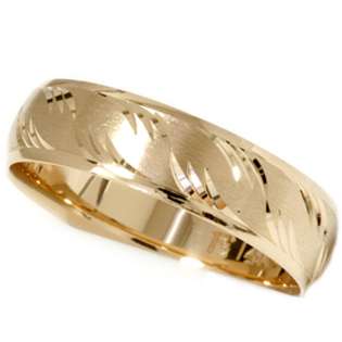 Mens 14K Gold Swiss Cut Brushed Wedding Ring Band 6MM  Pompeii3 Inc 