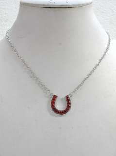 RED LUCKY HORSESHOE PENDANT NECKLACE C505  