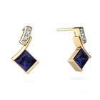 Jewels For Me Square Cut 14K Yellow Gold Sapphire Drop Earrings