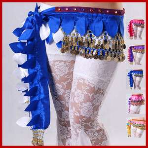   Womens Belly Dance Polyester Sequins Coins Flower Patterned Wide Belt