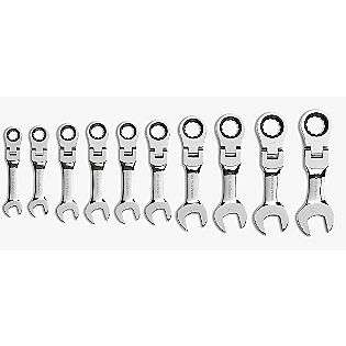 10 Pc Stubby Flex Combination Ratcheting Wrench Set Metric  GearWrench 