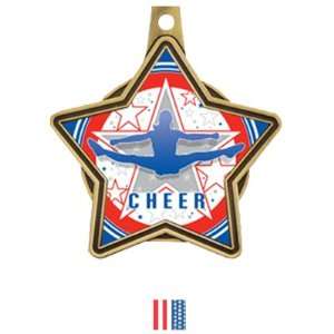 All Star Insert Custom Cheer Medals M 5501CH GOLD MEDAL / FLAG RIBBON 