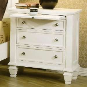   Giacinta White 3 Drawer with Pull Out Shelf Nightstand: Home & Kitchen