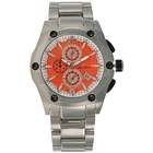 Lucien Piccard Chronograph Orange Dial Stainless Steel Mens Date Watch 