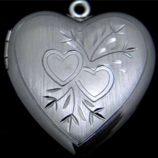 Hand Engraved Sterling Silver large double Heart Locket 25 x26mm 