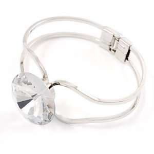  Jumbo Round Cut Clear Crystal Bangle Bracelet: Jewelry