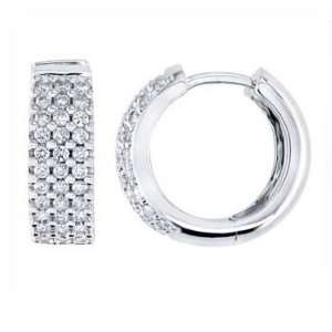  0.65Ct Round Pave Diamond Hoop Earrings 18k Gold: Jewelry