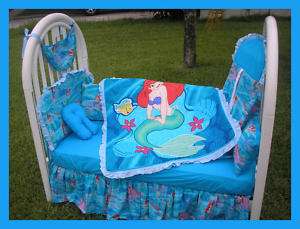 NEW baby crib bedding set made w/ LITTLE MERMAID fabric  