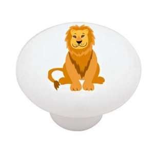  Little Male Lion Decorative High Gloss Ceramic Drawer Knob 