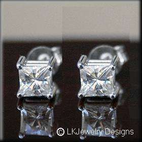 90 CT MOISSANITE PRINCESS SQUARE SOLITAIRE EARRINGS  