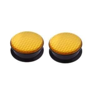  5/8 Acrylic Screw on with Gold Carbon Fiber   16mm   Pair 